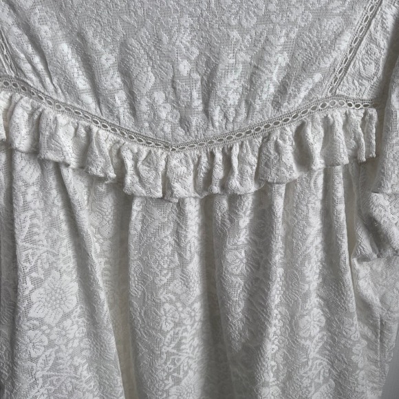 LOFT Lace Ruffle Flutter Sleeve Top Ivory Women's XXL - Picture 4 of 11